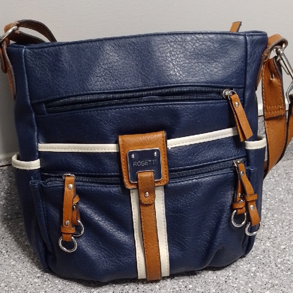Rosetti Blue and Brown Crossbody Bag